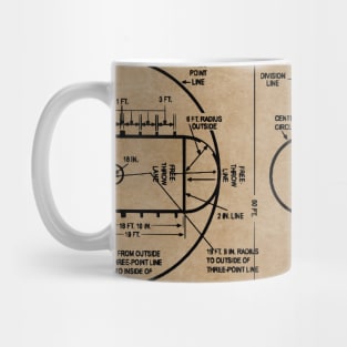 Basketball Lover Gift Idea - Court Dimensions Patent Mug